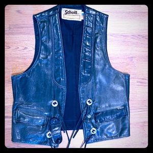 Schott Women’s Black Leather Fringe Vest, Medium